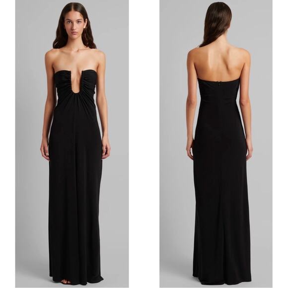 Christopher Esber Arced Palm Strapless Black Maxi Dress Size 6 - Picture 2 of 11